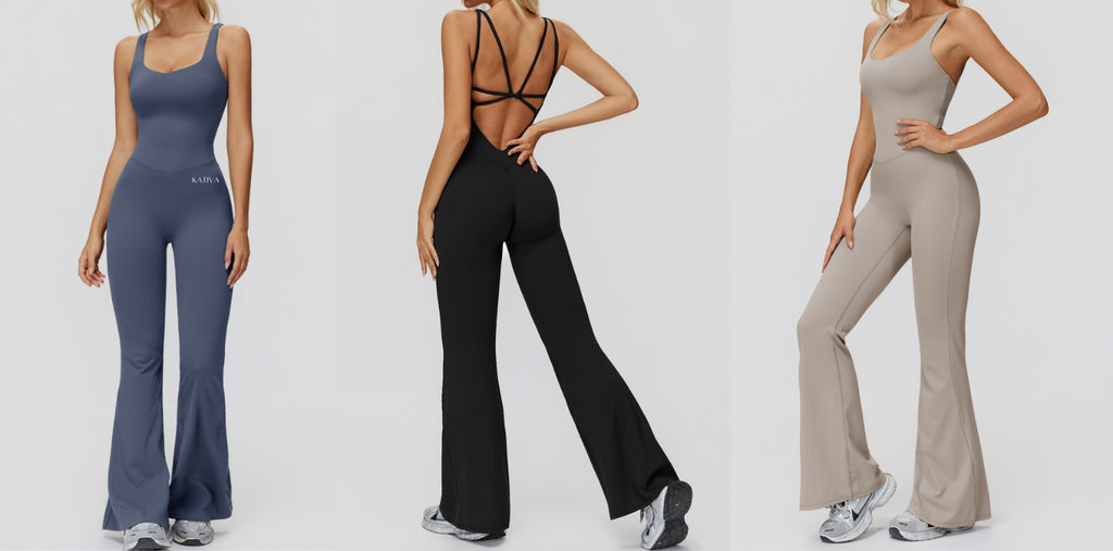 Jumpsuit Cross Open Back, Flared Wide Leg