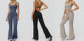 Jumpsuit Cross Open Back, Flared Wide Leg